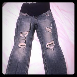 Pinkblush blue destroyed maternity jeans